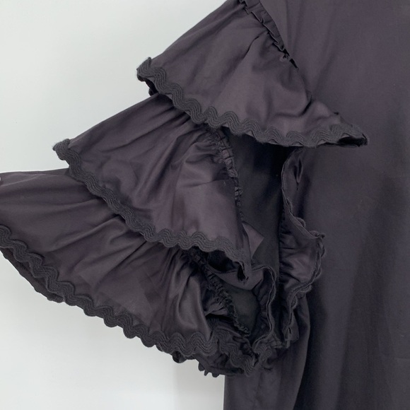 Harshman Juliette blouse top shirt black cotton ruffle sleeves zig zag new 2X - Picture 3 of 5